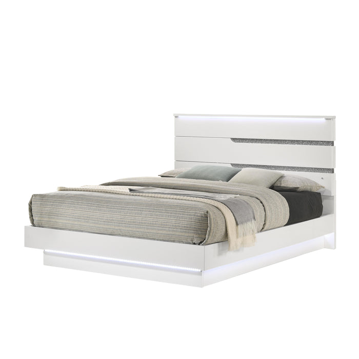 PARADOX Eastern King EK PLATFORM BED RAILS & SLATS-WHITE - Visions in Furniture (La Mirada, CA)