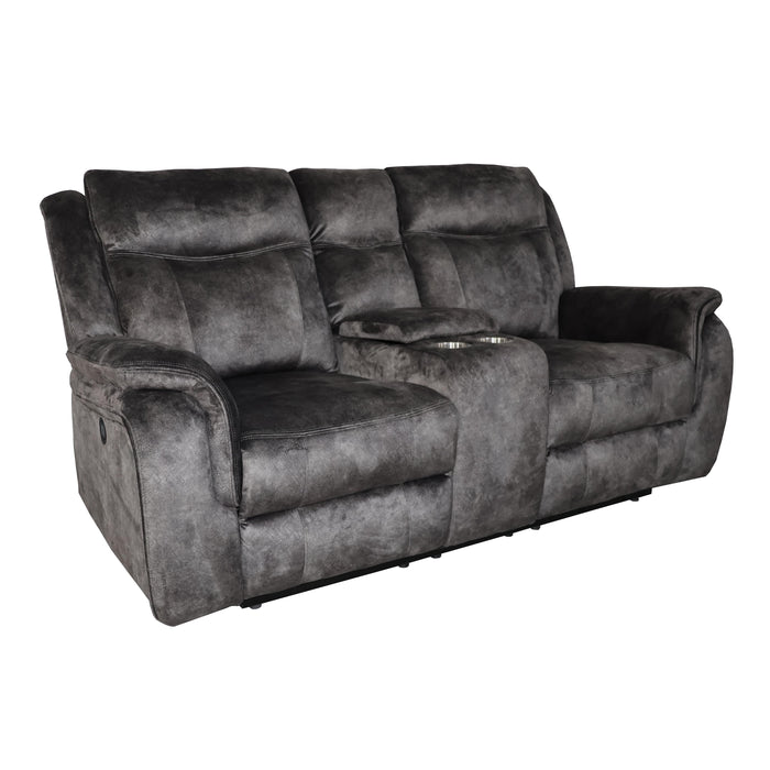 PARK CITY CONSOLE LOVESEAT W/ DUAL RECLINERS-SLATE - Visions in Furniture (La Mirada, CA)