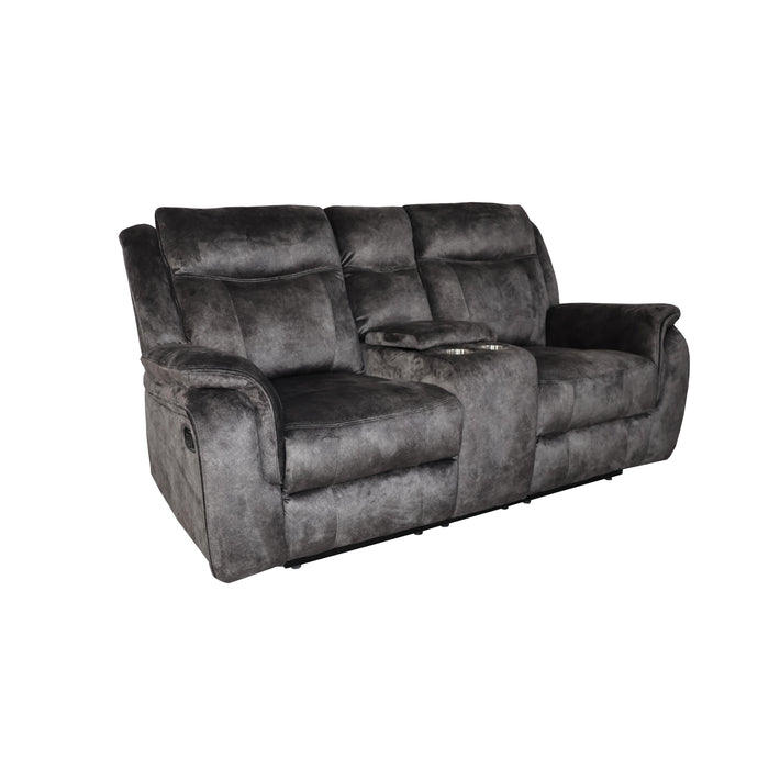 PARK CITY CONSOLE LOVESEAT W/ DUAL RECLINERS-SLATE - Visions in Furniture (La Mirada, CA)