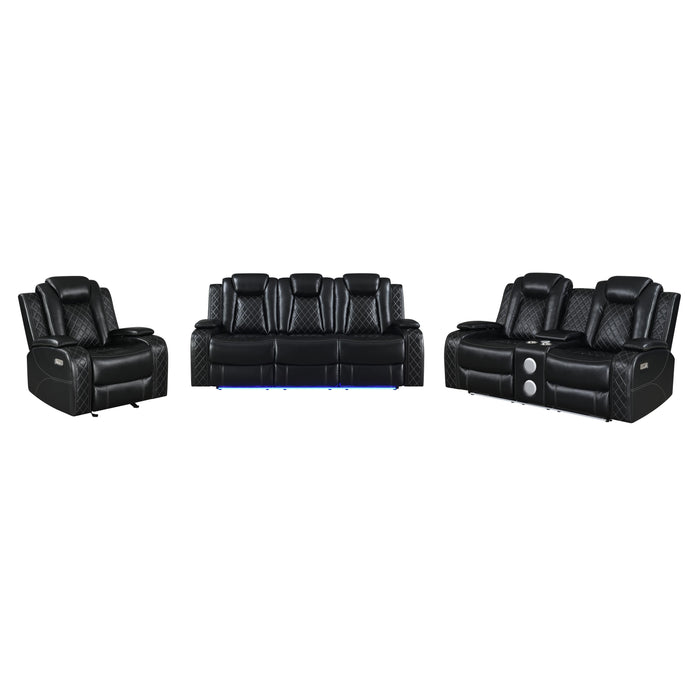 ORION SOFA W/DUAL RECLINER-BLACK - Visions in Furniture (La Mirada, CA)