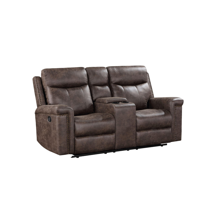 QUADE CONSOLE LOVESEAT W/ DUAL RECLINERS-MOCHA