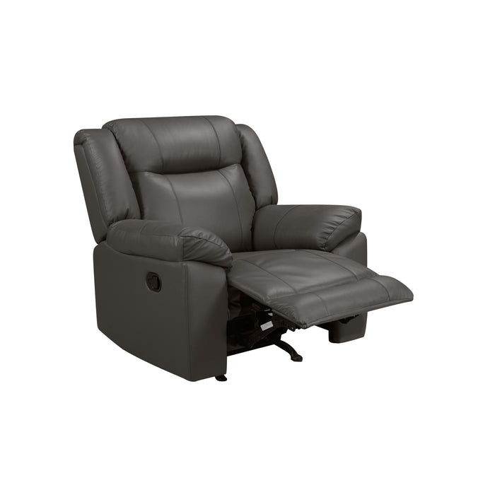 TAGGART LEATHER ROCKER RECLINER-GRAY
