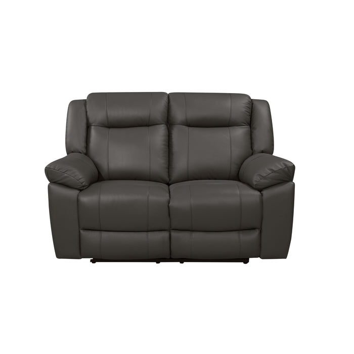 TAGGART LEATHER LOVESEAT W/ DUAL RECLINERS-GRAY