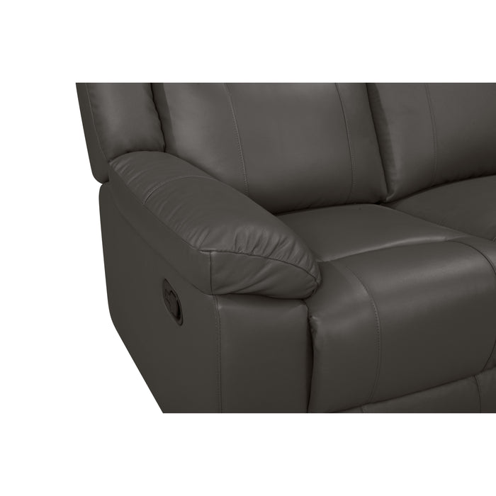 TAGGART LEATHER LOVESEAT W/ DUAL RECLINERS-GRAY
