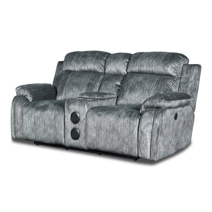 TANGO CONSOLE LOVESEAT W/SPEAKER & PWR FR-SHADOW - Visions in Furniture (La Mirada, CA)