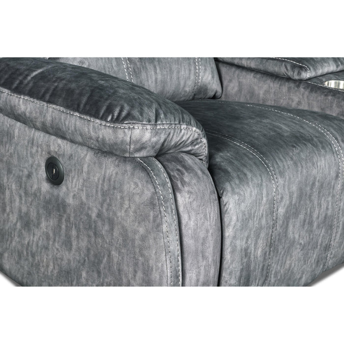 TANGO CONSOLE LOVESEAT W/SPEAKER & PWR FR-SHADOW - Visions in Furniture (La Mirada, CA)