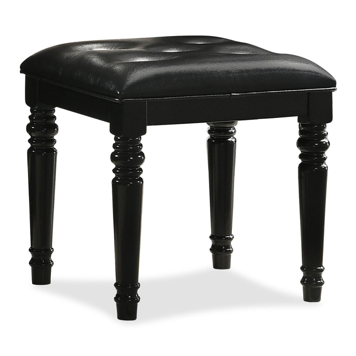 VALENTINO VANITY TABLE STOOL-BLACK - Visions in Furniture (La Mirada, CA)