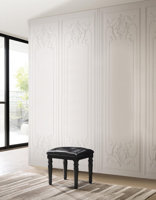 VALENTINO VANITY TABLE STOOL-BLACK - Visions in Furniture (La Mirada, CA)