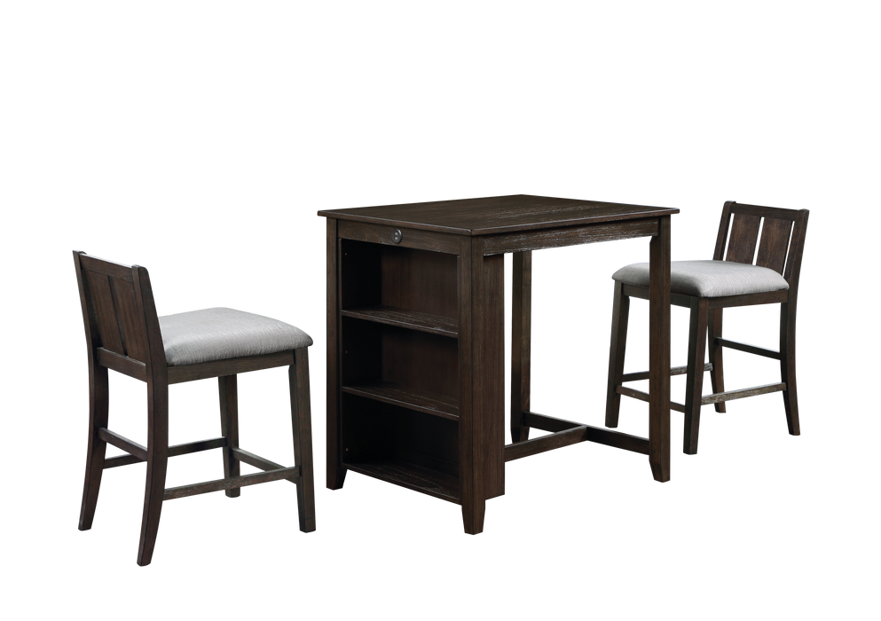 HESTON 36" STORAGE COUNTER TABLE SET W/2 CHAIRS-CHERRY - Visions in Furniture (La Mirada, CA)