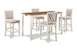 AMY  60" COUNTER TABLE+CHAIRS W/STG  (5 PC)  -2 TONE BISQUE - Visions in Furniture (La Mirada, CA)