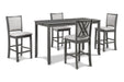 AMY  60" COUNTER TABLE+CHAIRS W/STG  (5 PCS)  -GRAY - Visions in Furniture (La Mirada, CA)