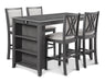 AMY  60" COUNTER TABLE+CHAIRS W/STG  (5 PCS)  -GRAY image