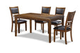 GIA 60" DINING TABLE+CHAIRS (5 PCS/CTN) -BROWN - Visions in Furniture (La Mirada, CA)