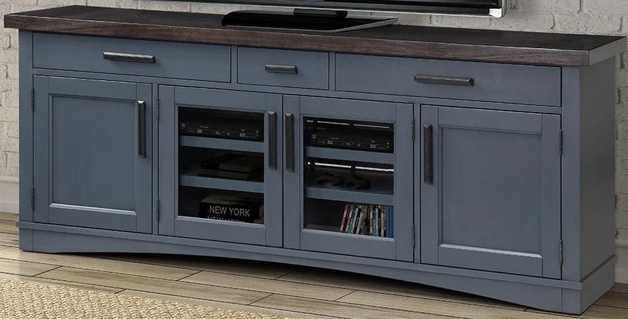 Parker House Americana Modern 76 in. TV Console in Denim - Visions in Furniture (La Mirada, CA)