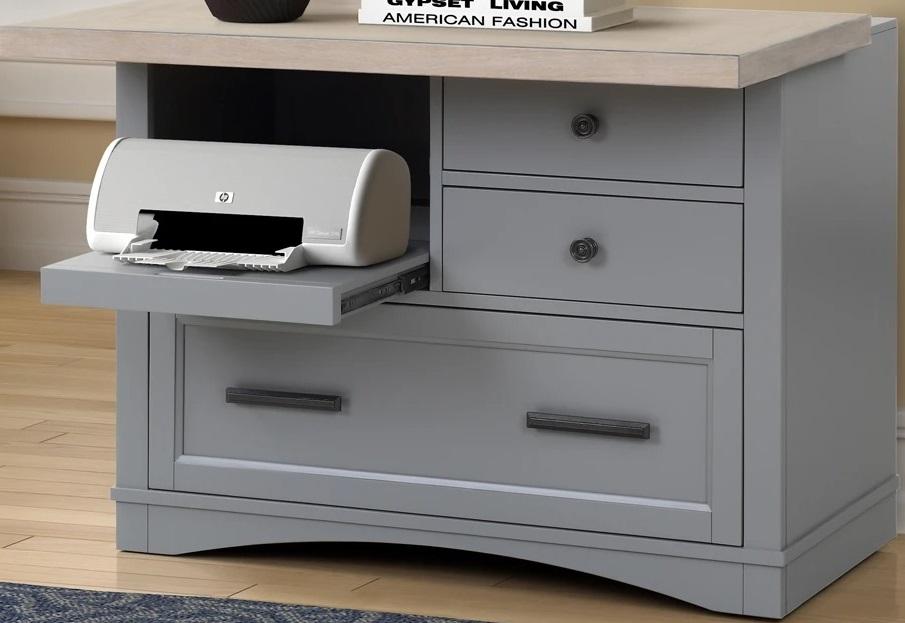 Parker House Americana Modern Functional File with Power Center in Dove - Visions in Furniture (La Mirada, CA)