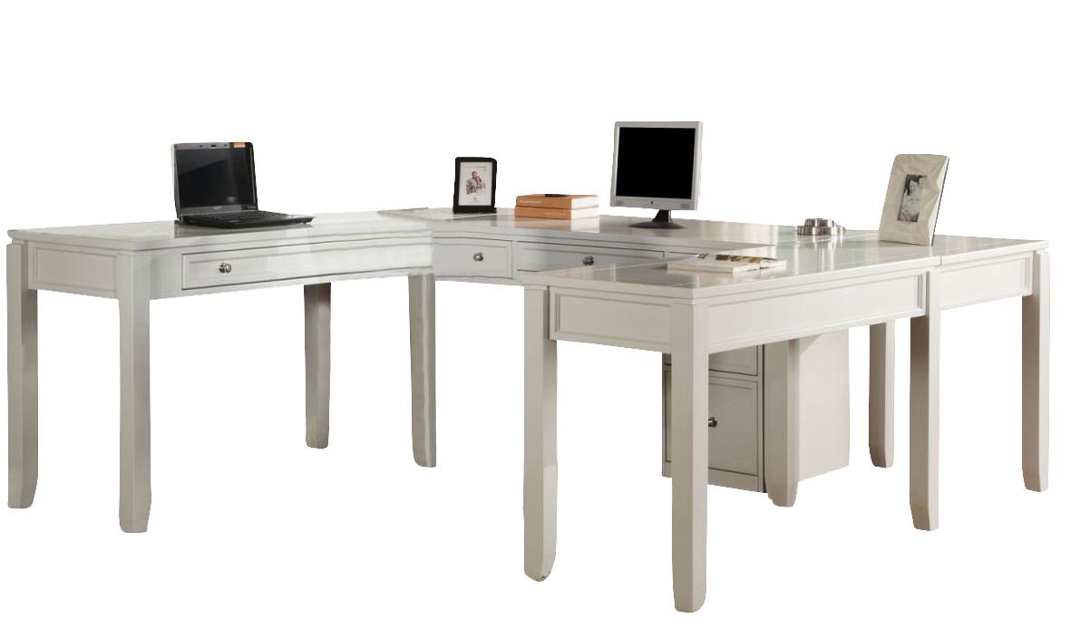 Parker House Boca 6-Piece U-Shaped Modular Desk Office in Cottage White - Visions in Furniture (La Mirada, CA)