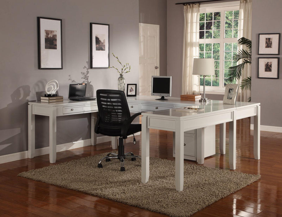 Parker House Boca 6-Piece U-Shaped Modular Desk Office in Cottage White - Visions in Furniture (La Mirada, CA)