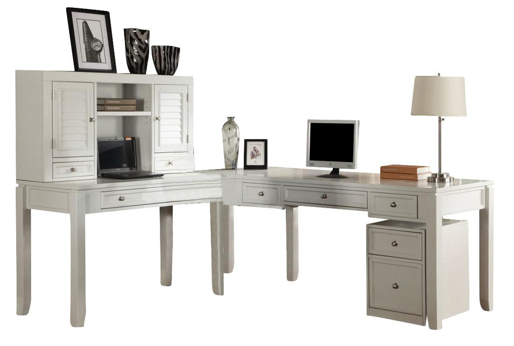 Parker House Boca 5-Piece L-Shaped Modular Office Desk in Cottage White - Visions in Furniture (La Mirada, CA)
