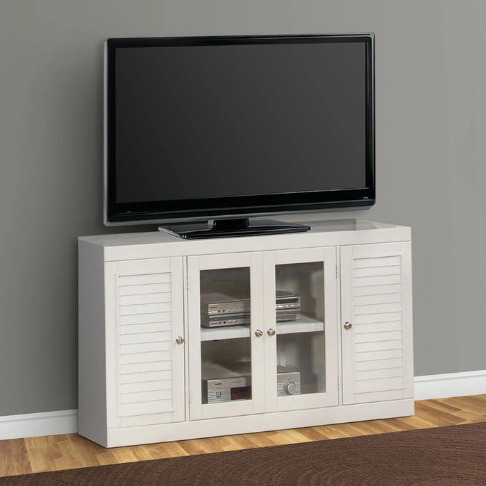 Parker House Boca 7-Piece Entertainment Inset Wall with Ladder in Cottage White - Visions in Furniture (La Mirada, CA)