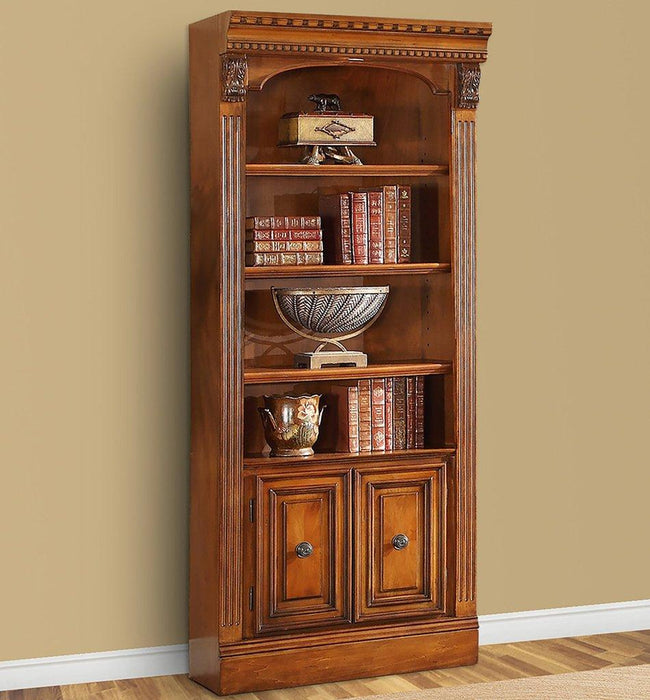 Parker House Huntington 3 Piece Inset Bookcase Wall in Vintage Pecan - Visions in Furniture (La Mirada, CA)