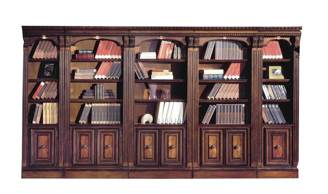 Parker House Huntington 3 Piece Inset Bookcase Wall in Vintage Pecan - Visions in Furniture (La Mirada, CA)