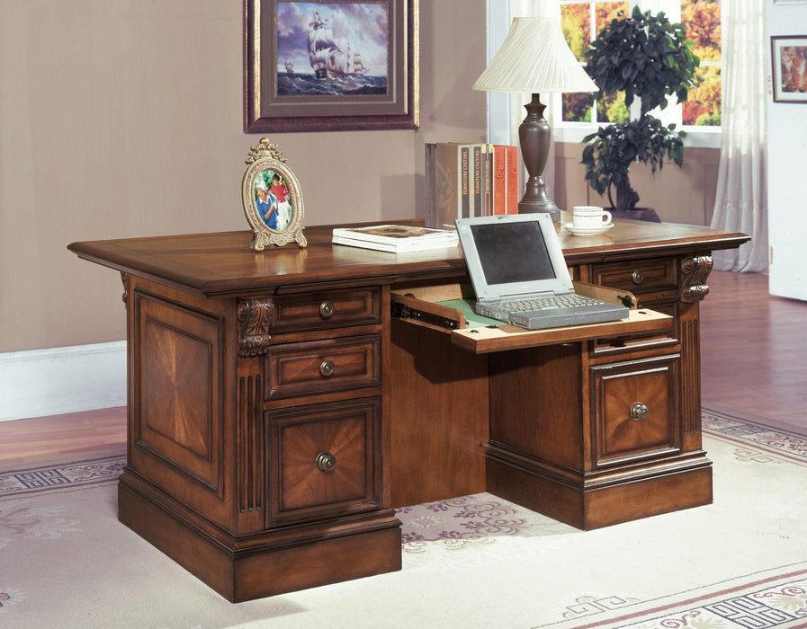Parker House Huntington Double Pedestal Executive Desk in Vintage Pecan - Visions in Furniture (La Mirada, CA)