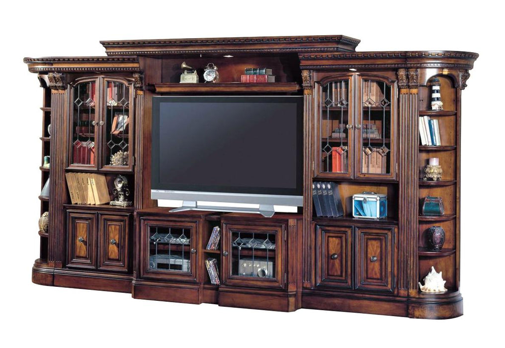 Parker House Huntington Expandable Grand Entertainment Wall in Vintage Pecan - Visions in Furniture (La Mirada, CA)