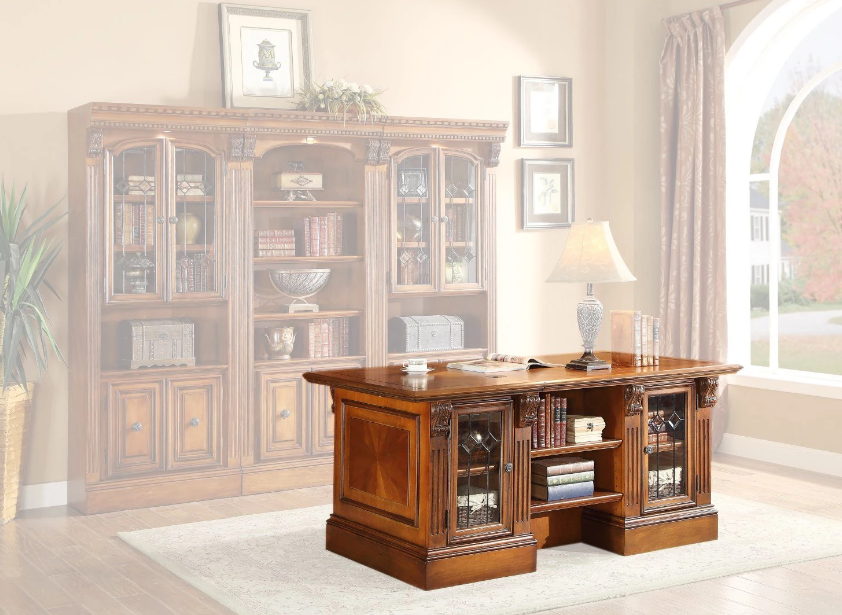 Parker House Huntington Double Pedestal Executive Desk in Vintage Pecan - Visions in Furniture (La Mirada, CA)