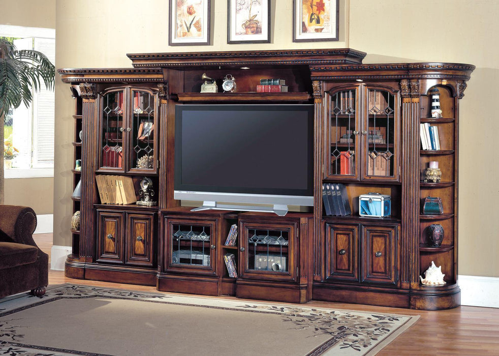 Parker House Huntington Expandable Grand Entertainment Wall in Vintage Pecan - Visions in Furniture (La Mirada, CA)
