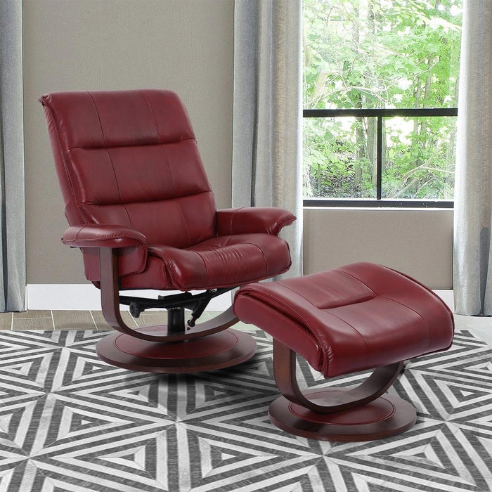 Parker House Knight Manual Reclining Swivel Chair and Ottoman Rouge - Visions in Furniture (La Mirada, CA)