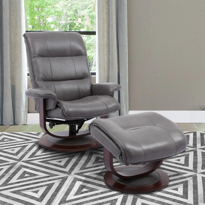 Parker House Knight Manual Reclining Swivel Chair and Ottoman Ice - Visions in Furniture (La Mirada, CA)