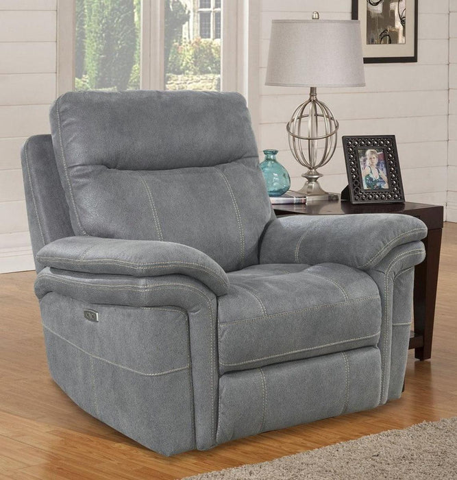 Parker House Mason Recliner Power with USB Charging Port and Power Hradrest in Carbon - Visions in Furniture (La Mirada, CA)