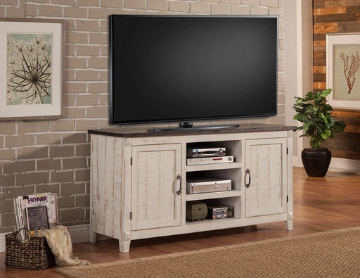 Parker House Mesa 63" TV Console in Antique White - Visions in Furniture (La Mirada, CA)
