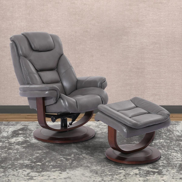 Parker House Monarch Manual Reclining Swivel Chair and Ottoman in Ice - Visions in Furniture (La Mirada, CA)
