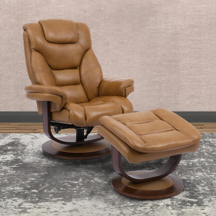 Parker House Monarch Manual Reclining Swivel Chair and Ottoman in Butterscotch - Visions in Furniture (La Mirada, CA)