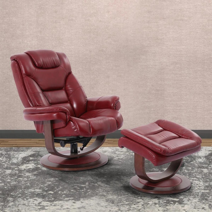 Parker House Monarch Manual Reclining Swivel Chair and Ottoman in Rouge - Visions in Furniture (La Mirada, CA)