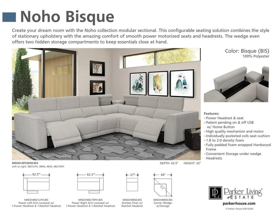 Parker House Noho Power Right Arm Facing Loveseat in Bisque - Visions in Furniture (La Mirada, CA)