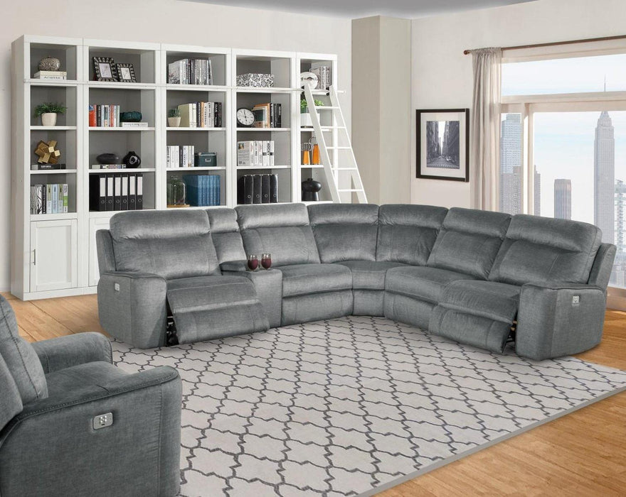 Parker House Parthenon Straight Console with USB in Titanium - Visions in Furniture (La Mirada, CA)