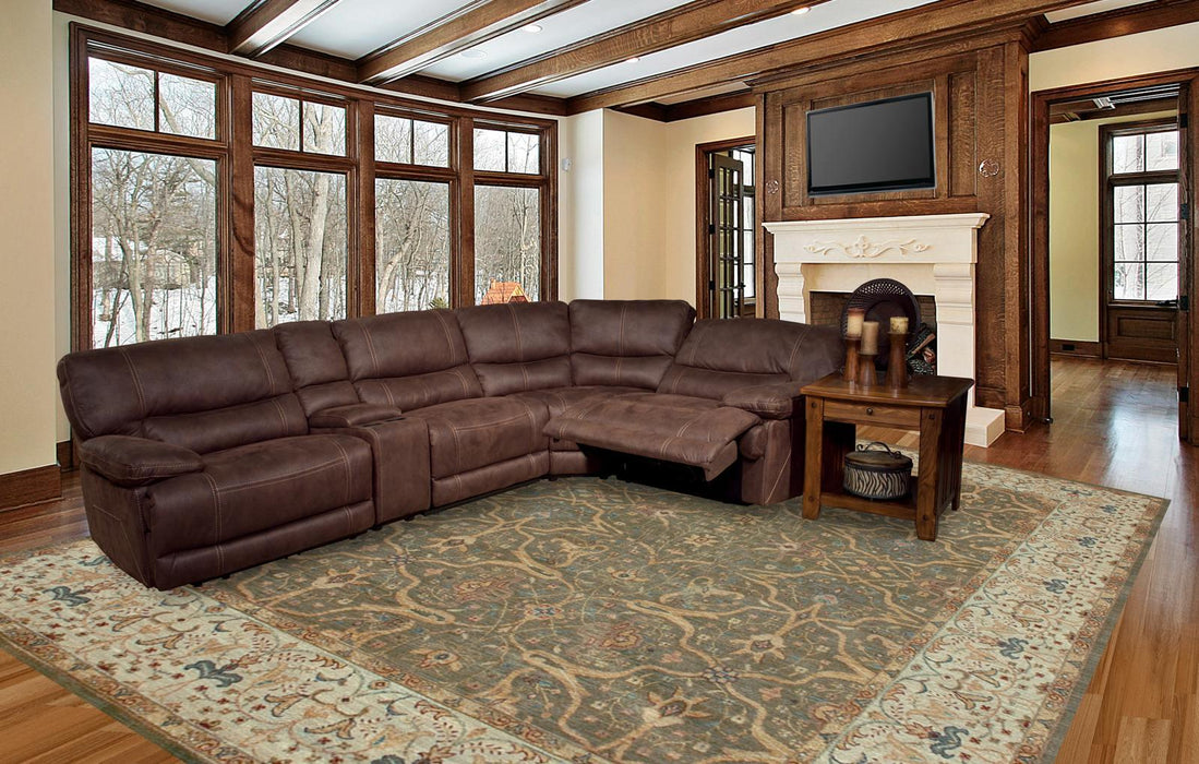 Parker House Pegasus 5pc Power Recliner Console Sectional in Dark Kahlua - Visions in Furniture (La Mirada, CA)