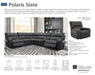 Parker House Polaris Power Right Arm Facing Recliner in Slate - Visions in Furniture (La Mirada, CA)