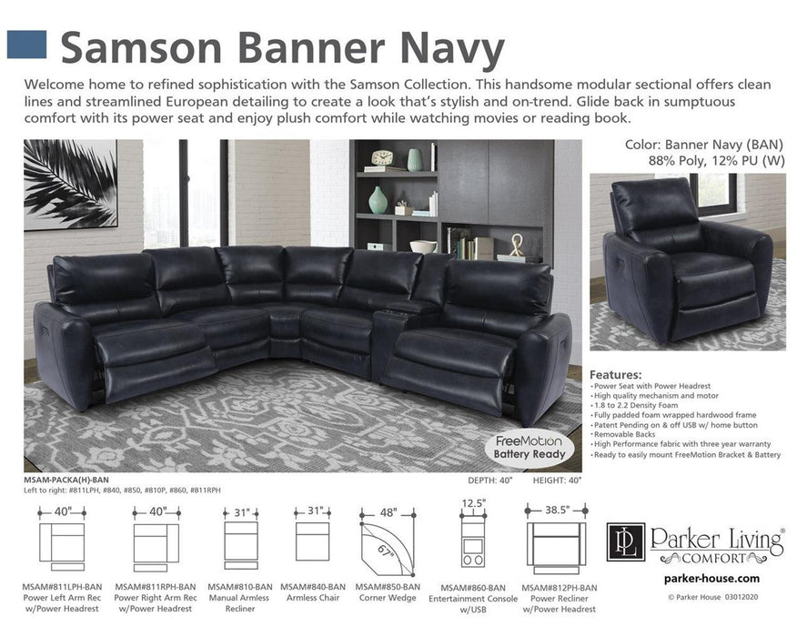Parker House Samson Power Right Arm Facing Recliner in Banner Navy - Visions in Furniture (La Mirada, CA)