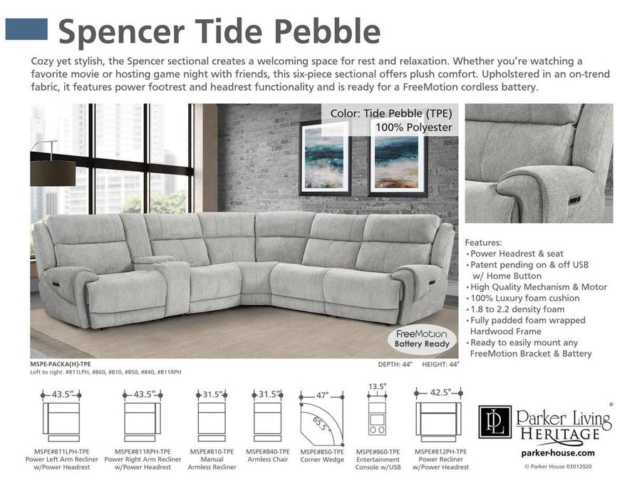 Parker House Spencer Power Right Arm Facing Recliner