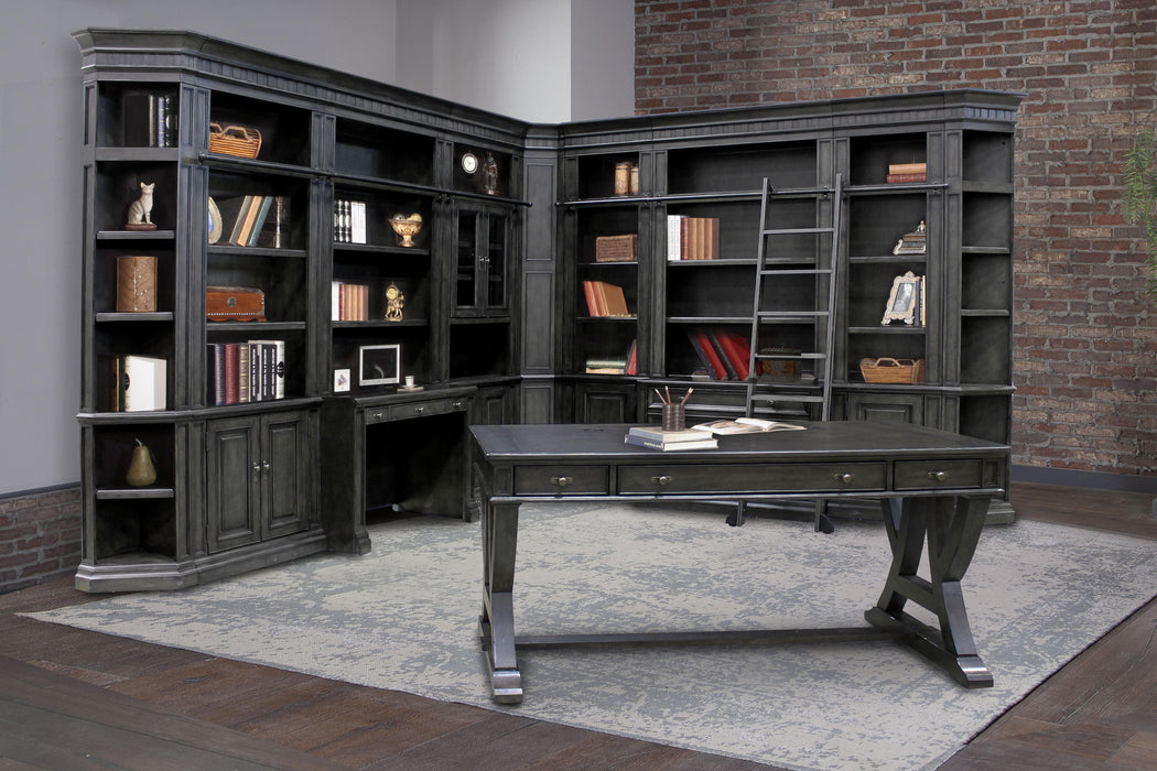 Parker House Washington Heights 13 Piece Library Wall Set in Washed Charcoal - Visions in Furniture (La Mirada, CA)