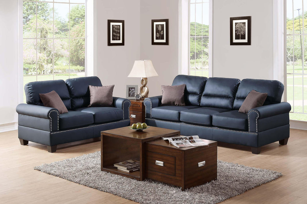 Chixin 2-Pcs Sofa Set/Black Bonded Leather in Black/Dark Coffee