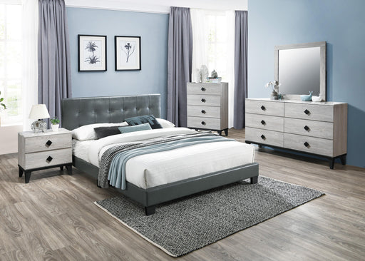 Chyuan Queen Bed/Grey Pu in Grey / Black - Visions in Furniture (La Mirada, CA)