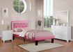 Chyuan Twin Bed/Pu-Pink in Pink / Espresso - Visions in Furniture (La Mirada, CA)
