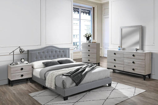 Chyuan Queen Bed/Grey Velvet in Grey / Black - Visions in Furniture (La Mirada, CA)