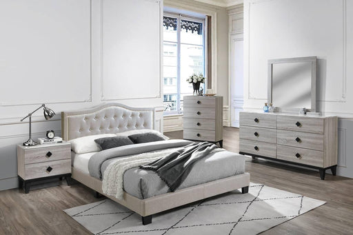 Chyuan Queen Bed/Light Brown Burplap in Light Brown / Black - Visions in Furniture (La Mirada, CA)