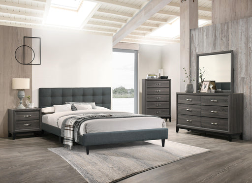 Chyuan Full Bed/Charcoal Fabric in Charcoal/Espresso - Visions in Furniture (La Mirada, CA)