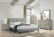 Chyuan Queen Bed/Grey Fabric in Light Grey/Espresso - Visions in Furniture (La Mirada, CA)